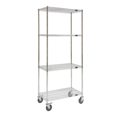 Wire Shelf Cart - 48" x 18" x 80" - 800 lb Capacity - Chrome - 4 Shelf