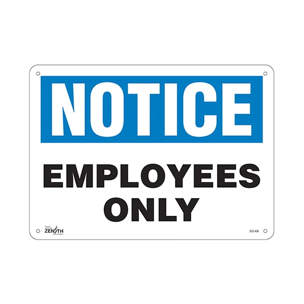 Employees Only Sign - 14" x 10" - Aluminum - English