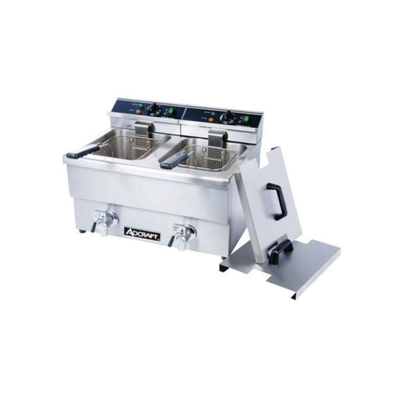 Adcraft DF-12L/2 Double Tank Countertop Fryer w/Drain