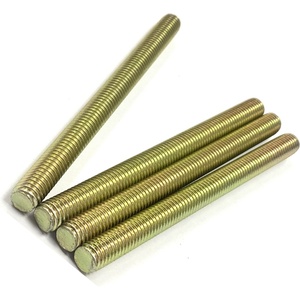 1/4" - 20 X 2" FULLY THREADED STRAIGHT ROD SAE J429 GR 8 ZINC TRIVALENT YELLOW