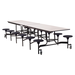 NPS® MTS12 Mobile Cafeteria Table w/ Stools, 12'L, MDF Core, Grey Nebula Top