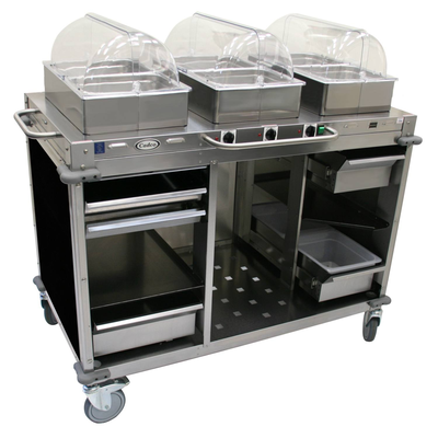 Cadco CBC-HHH-L6-4 MobileServ® Mobile Hot Buffet Cart (3) Hot Full Size Buffet Servers