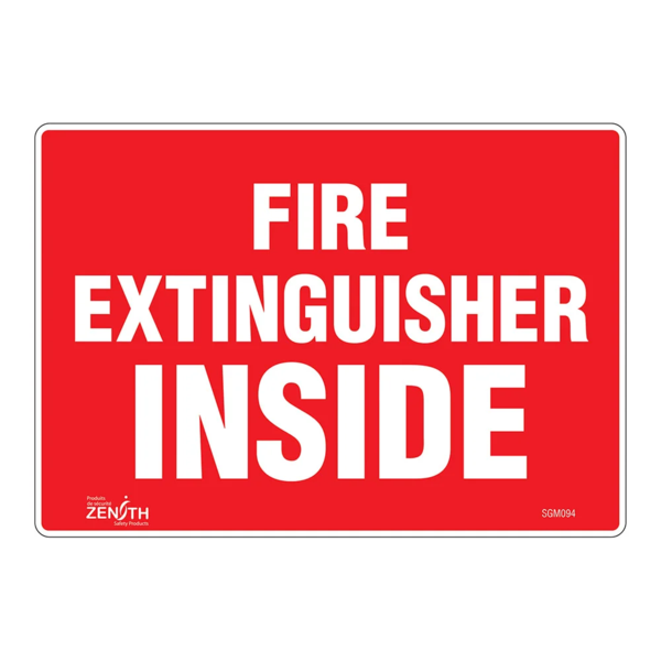 Fire Extinguisher Inside Sign - 10" x 7" - Vinyl - English
