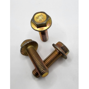 M10 - 1.5 X 35MM SERRATED HEX FLANGE SCREW SPECIAL 8.8 CARBURIZED MECHANICAL ZINC YELLOW PER PRINT
