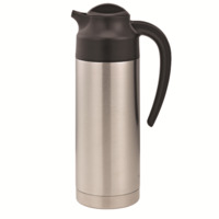 Service Ideas S2SN100 1L Steelvac, Double Wall, Stainless Steel Beverage Server, Black