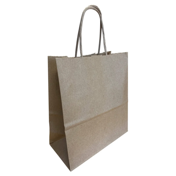 Kraft Shopping Bags - 7" x 3-1/2" x 8" - Twisted Handles - Prime