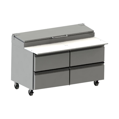 Silver King SKPZ60-FDUS10 (4) Drawers Raised Refrigerated Pan Rail With (8) 1/3 Size Pan Capacity 60"W Pizza Prep Table
