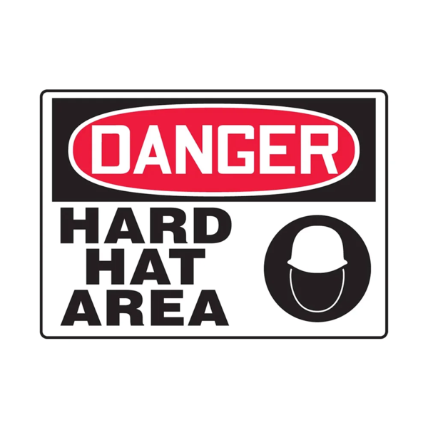 Hard Hat Area Sign - 14" x 10" - Vinyl - English