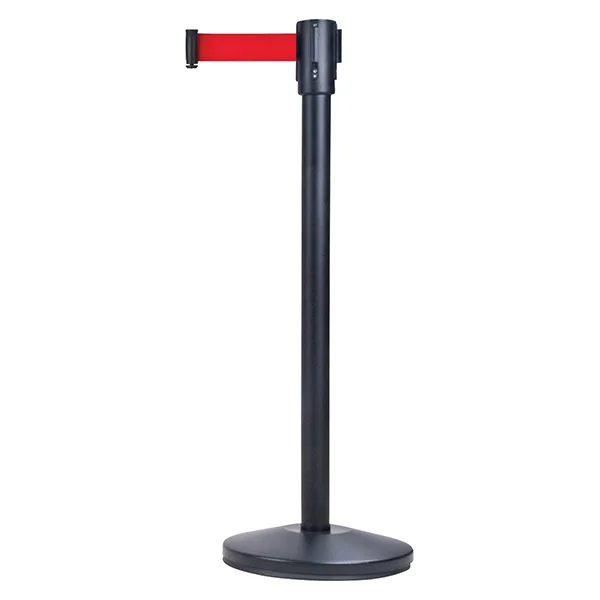 Free-Standing Crowd Control Barrier - 12' Red Tape - Black Post