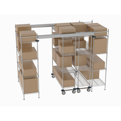 Metro TT10-E2160M1860C Top-Track Overhead Track Shelving Complete Kit for 10 ft. Spaces, 60" Wide Chrome Wire Shelves