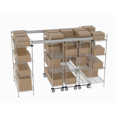 Metro TT12-E2460M1860C Top-Track Overhead Track Shelving Complete Kit for 12 ft. Spaces, 60" Wide Chrome Wire Shelves