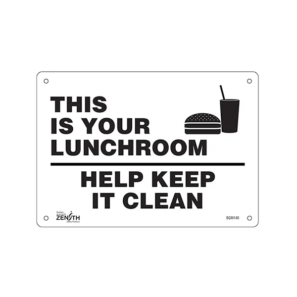 Lunchroom Keep It Clean Sign - 10" x 7" - Plastic - English