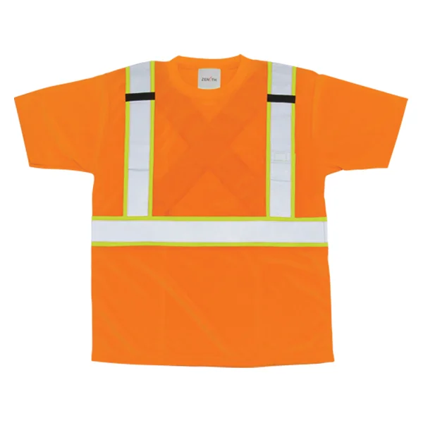 Safety T-Shirt - High Visibility Orange - Bird’s-Eye Polyester - CSA Class 2 Level 2 - Dual Radio Loops