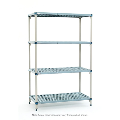 MetroMax Q MQ-186074G-S-4 4-Shelf Plastic Industrial Shelving Starter Unit, 18" x 60" x 74"