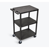 LUXOR HE42-B Utility Cart - 3 Shelves Structural Foam Plastic