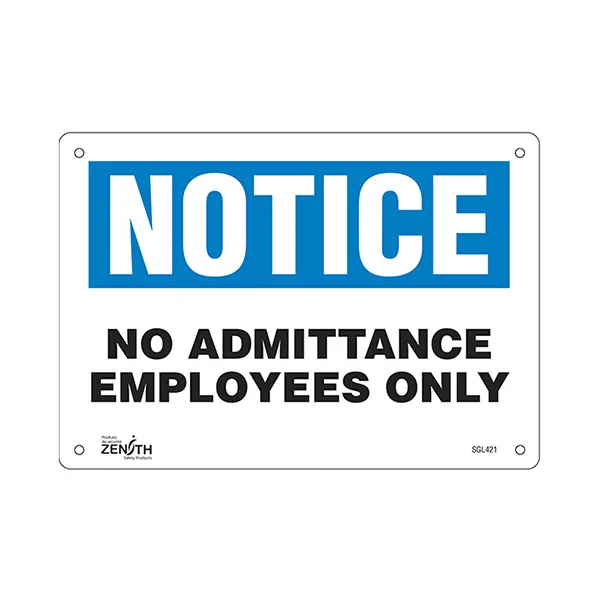 No Admittance Employees Only Sign - 10" x 7" - Aluminum - English