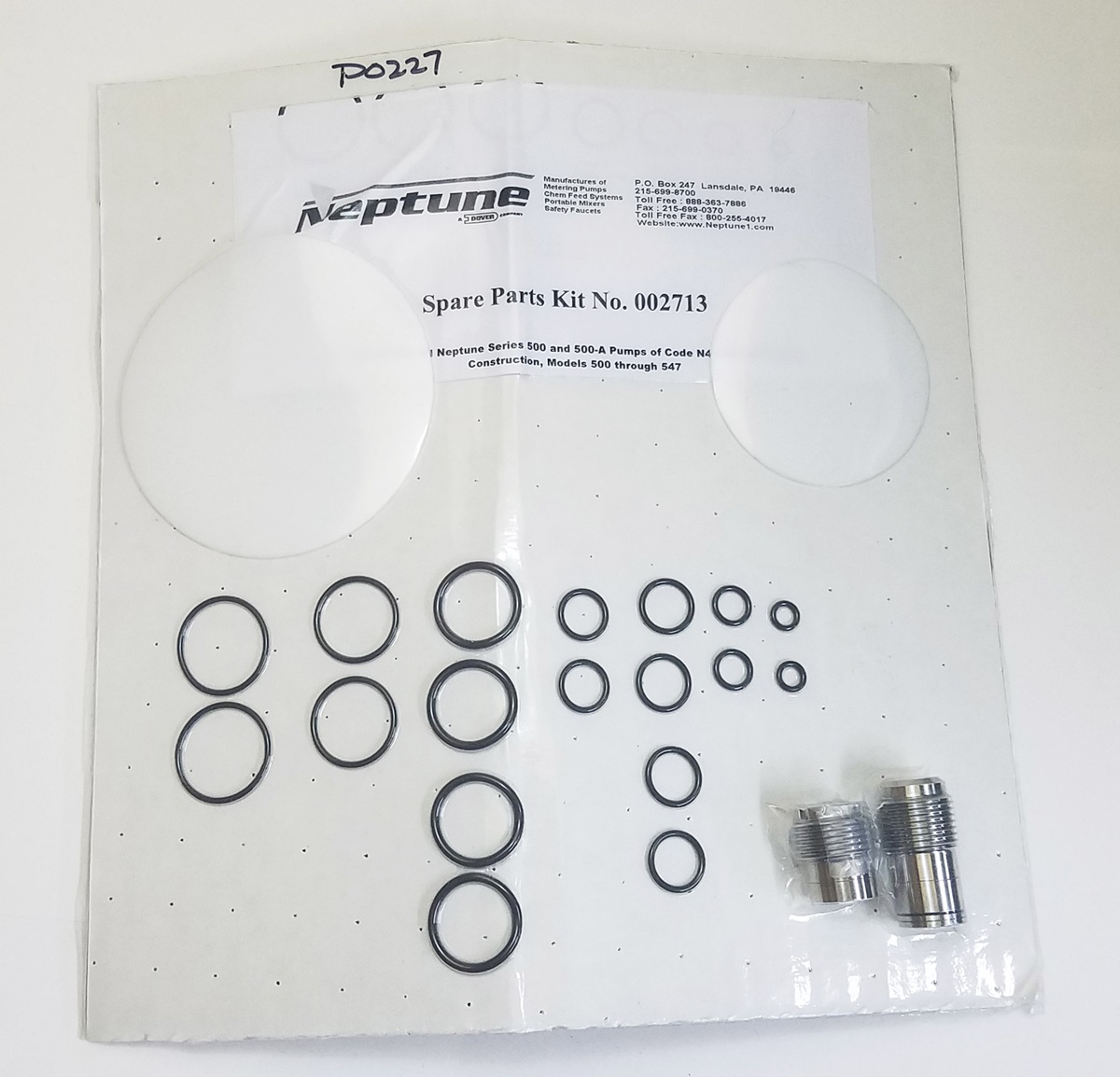 CCI Neptune Spare Parts Kit 002713 Neptune Models 500 547 Pumps