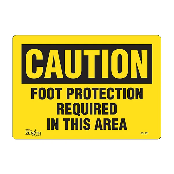 Foot Protection Required Sign - 10" x 7" - Vinyl - English