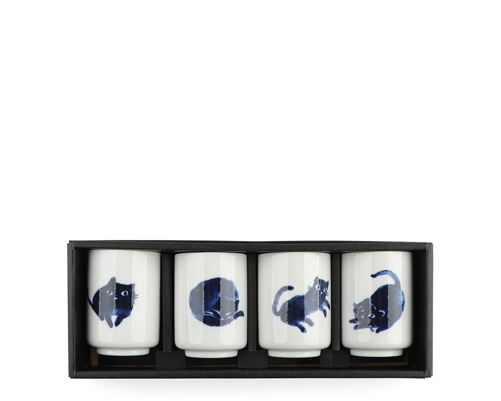 Midnight Blue Cat Cup Set