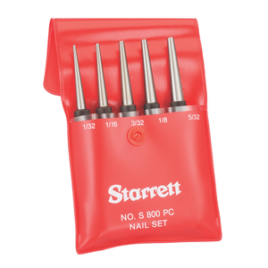 STARRETT S800PC Nail Set, Set 0F 5, Square Head, In Case