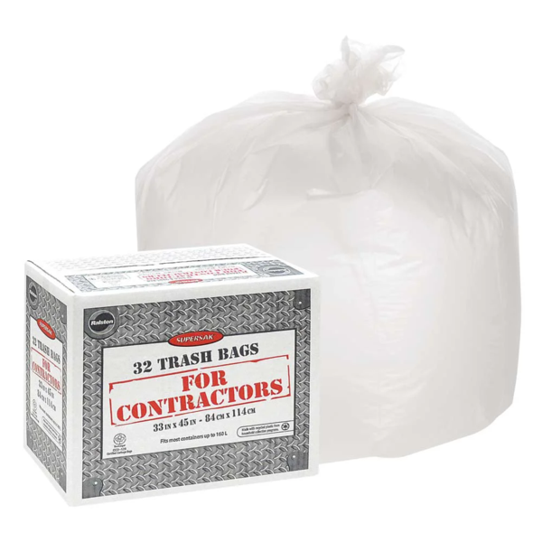 Contractor Garbage Bags - 33" x 45" - 3 mil - Clear