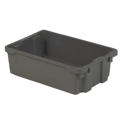 Stack and Nest Container - Polyethylene - 20-1/10" x 13" x 6-1/5" - 0.6 cu ft - Grey