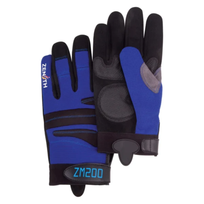 Mechanic Gloves - Synthetic Leather/Nylon - Hook and Loop Cuff - Large