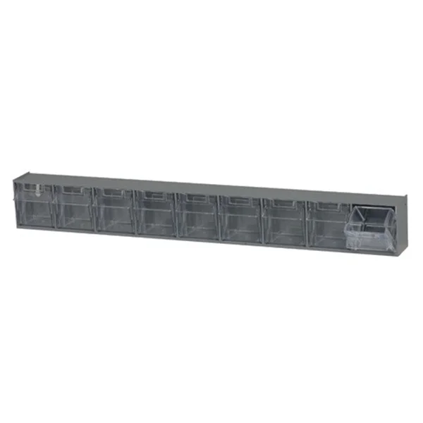 Tip-Out Bin System - 23-5/8" x 2-1/2" x 3-1/8" - 9 Compartments - Grey