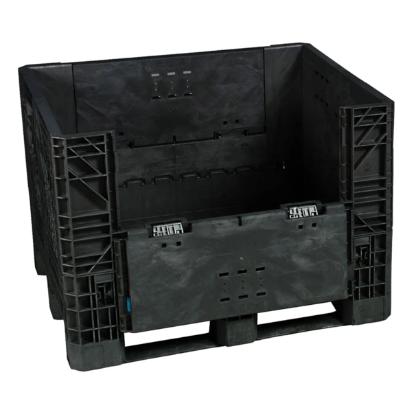 Collapsible Bulk Container - Plastic - 48" x 40" x 34" - 1800 lb Capacity - Black