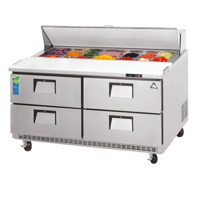 Everest EPBNR2-D4 47.5-Inch Two-Door Four Drawer Back Mount Sandwich Prep Table, 13-Cubic Feet, NSF