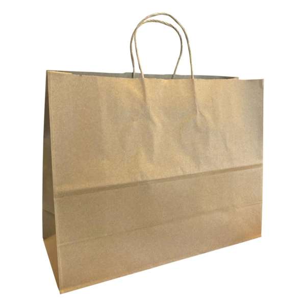 Kraft Shopping Bags - 16" x 6" x 12-1/2" - Twisted Handles