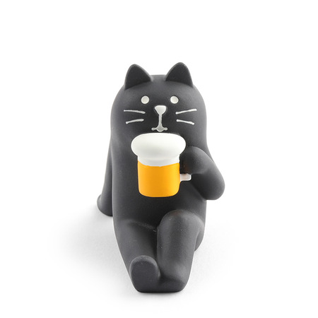 Figurine Black Cat with Beer 1.5"h