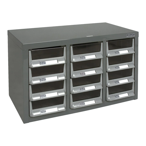 Parts Cabinet - Galvanized Steel - 23" x 11-2/5" x 13-4/5" - 12 Drawer - Grey