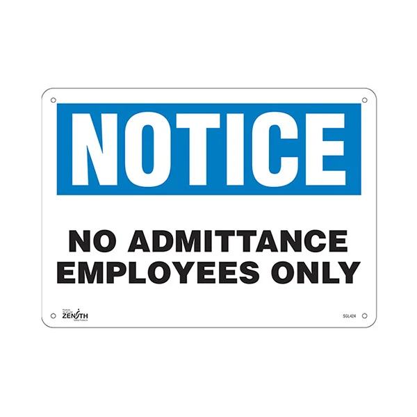 No Admittance Employees Only Sign - 10" x 14" - Aluminum - English