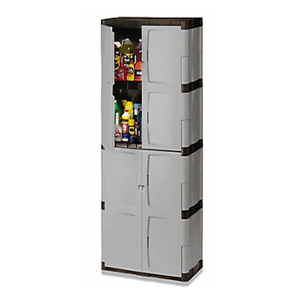 Storage Cabinet - Plastic - Knocked Down - 36" x 18" x 72" - 3 Shelf - 180 lb Capacity - Mica/Charcoal