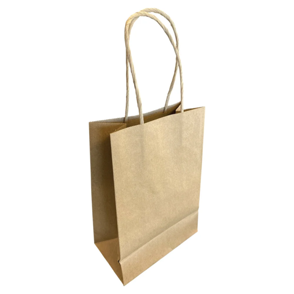 Kraft Shopping Bags - 5-1/4" x 3-1/4" x 8-1/2" - Twisted Handles