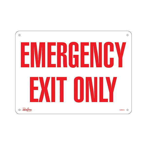 Emergency Exit Only Sign - 10" x 14" - Aluminum - English
