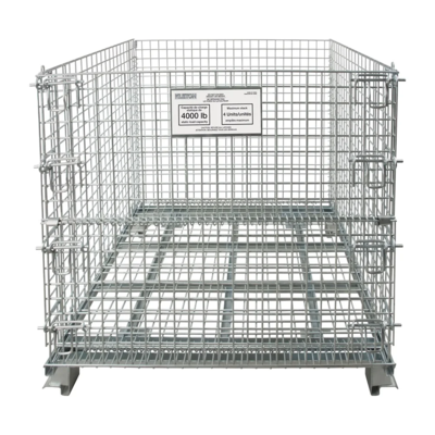Collapsible Wire Container - Steel - 48" x 40" x 42" - 4000 lb Capacity