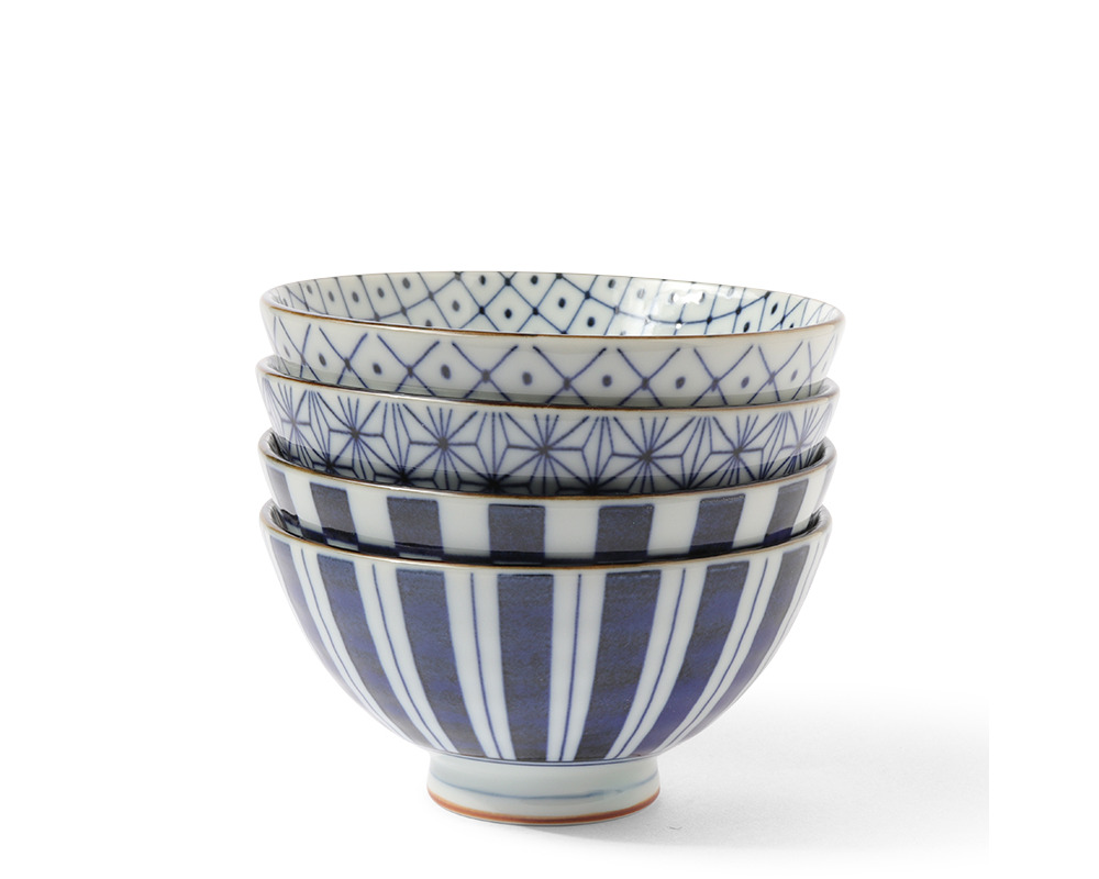 Blue & White 4.5" Rice Bowl Set