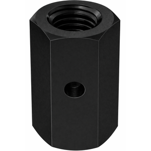 1 1/2" - 6 X 3 1/2" HEX COUPLING NUT WITH INSPECTION HOLE SAE J995 GR 8 BLACK OXIDE