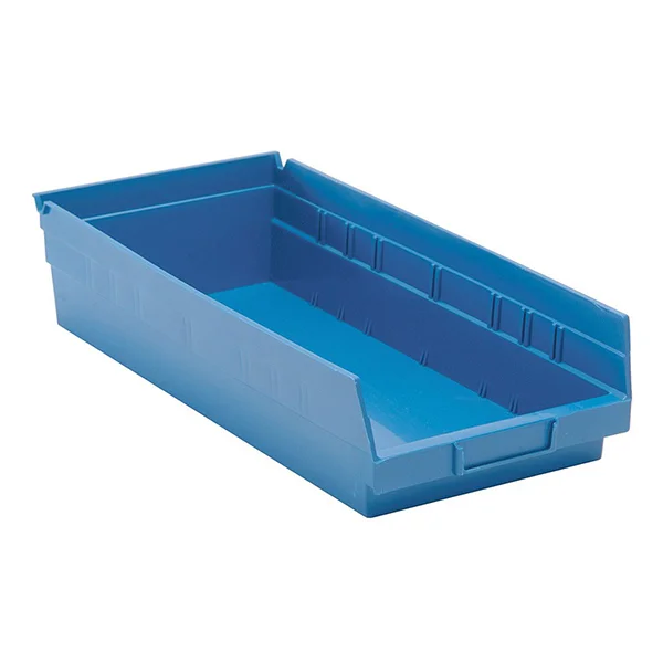 Shelf Bin - Plastic - 8-3/8" x 17-7/8" x 4" - 40 lb Capacity - Blue