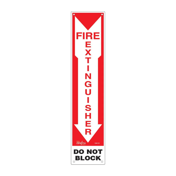 Fire Extinguisher Do Not Block Sign - 4" x 18" - Plastic - English