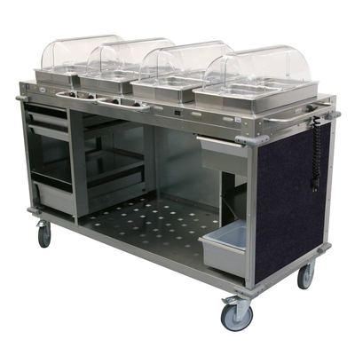 Cadco CBC-HHHH-L4 MobileServ® Mobile Hot Buffet Cart (4) Hot Full Size Buffet Servers