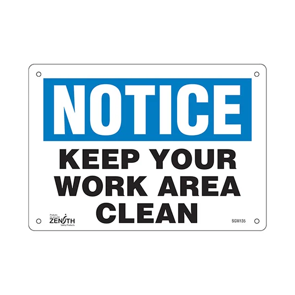 Keep Your Work Area Clean Sign - 10" x 7" - Aluminum - English