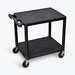 LUXOR LP26-B 26"H Two Shelf AV Cart, 300 Lb.