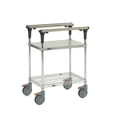 Metro MS1824-FGBR PrepMate MultiStation 24" Prep Station, Solid Galvanized top shelf and Brite Zinc Wire bottom shelf with Chrome posts