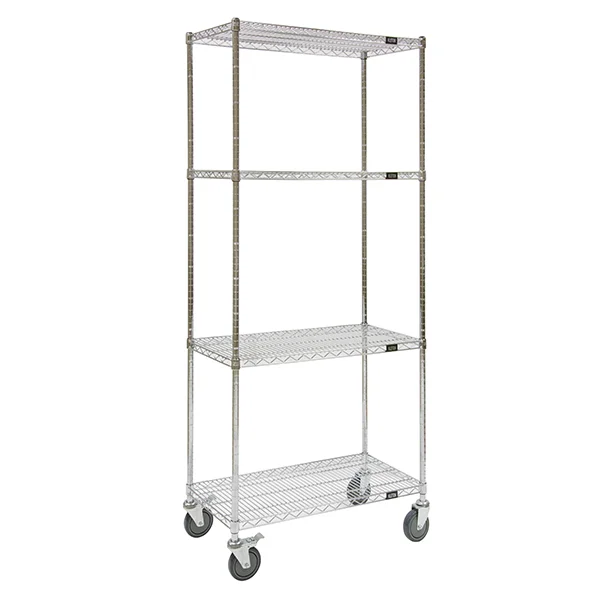 Wire Shelf Cart - 48" x 18" x 69" - 800 lb Capacity - Chrome - 4 Shelf