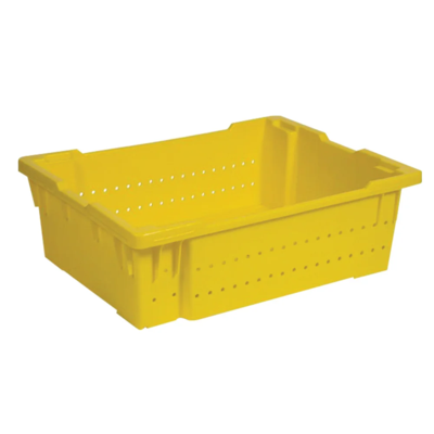 Berry Box - HDPE - 23.8" x 17.8" x 7.6" - 60 lb Capacity - Yellow