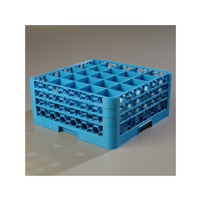 Carlisle RG25-314 25-Compartment Blue Glass Rack with 3 Blue Ext