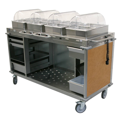 Cadco CBC-HHHH-L1-4 MobileServ® Mobile Hot Buffet Cart (4) Hot Full Size Buffet Servers